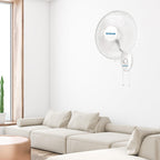 Supreme Oscillating Wall Fan, 3 Speeds, White - 16in