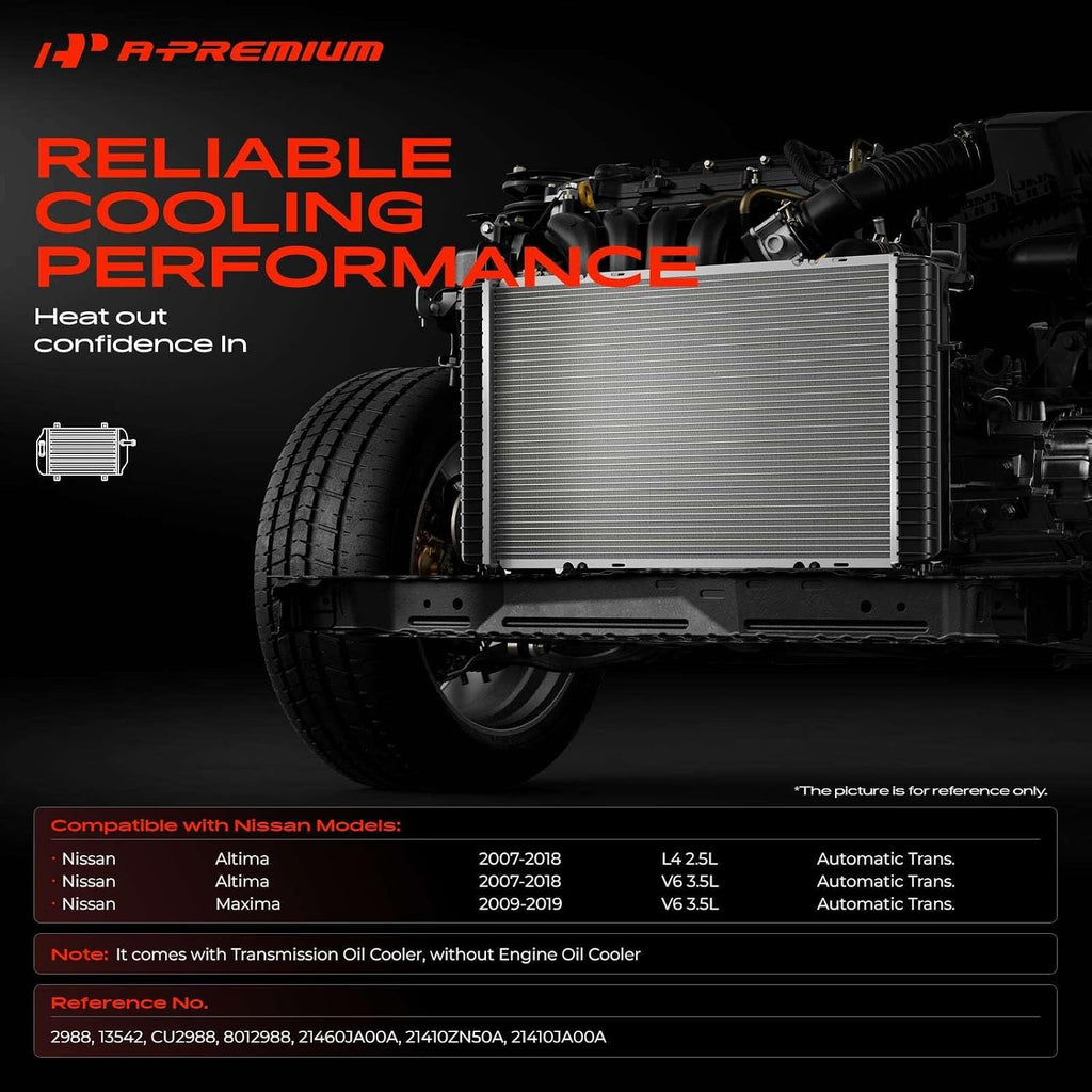 A-Premium Engine Coolant Radiator Assembly with Transmission Oil Cooler