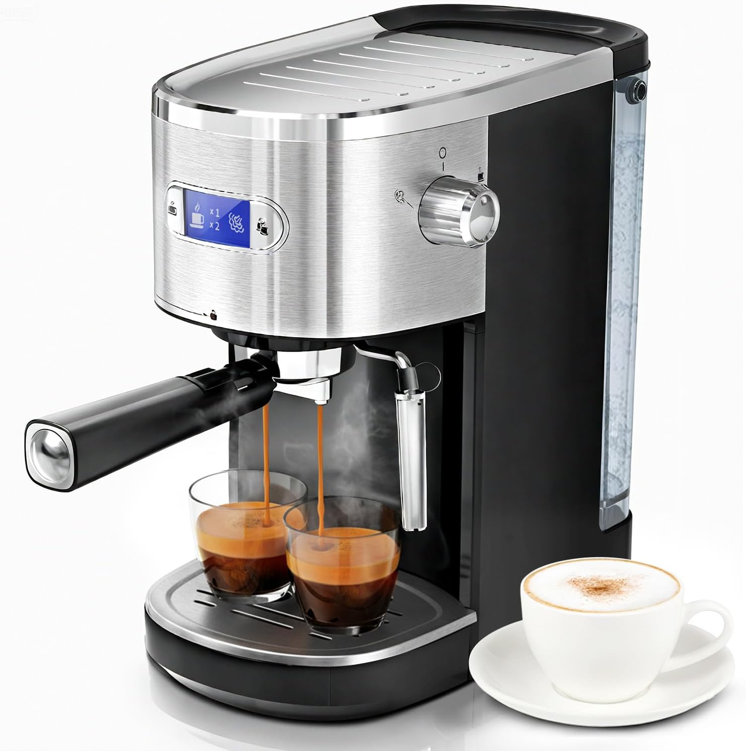 20 Bar Espresso Machine Semi-Automatic, Professional Coffee Maker with Milk Frother Steam Wand & 45OZ Removable Water