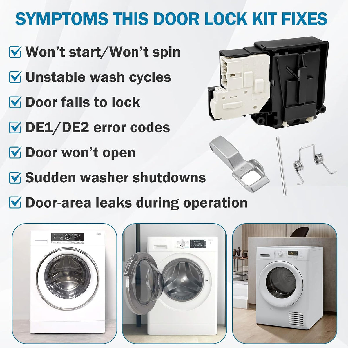 BigHead EBF61315802 Washer Door Lock Switch & MFG63099101 Door Lock Strike