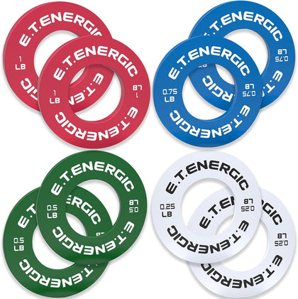 Fractional Weight Plates Set of 8 for Olympic Bars | 0.25, 0.5, 0.75, 1LB pairs with steel core, odorless finish