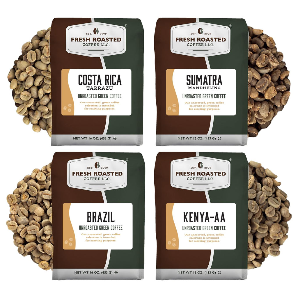 Adventurer Unroasted Green Coffee Beans Home Roasting Starter Kit, Variety 4-Pack, Kosher, 4 lb (Four 1 lb Bags)