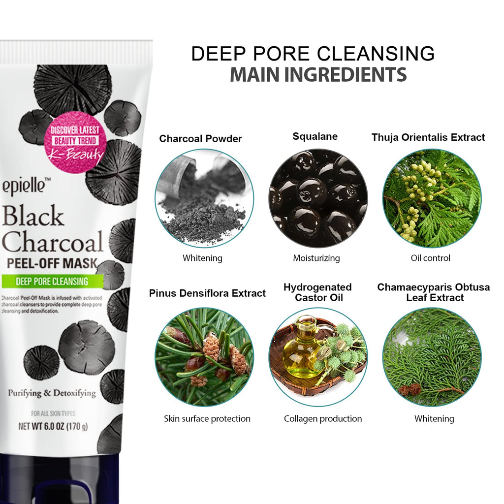 Black Charcoal Peel Off Face Mask | Deep Pore Cleansing with Activated Charcoal | Detoxifying and Purifying Blackhead