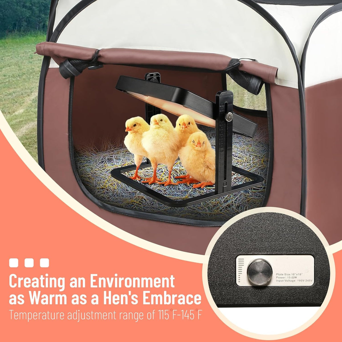 Brooder Box for Chick Starter Kit - 2026 Upgrade Dual Door Chicken Brooder Pen/Playpen/Tent with 10*10 in Brooder