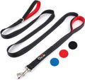 Dog Leash 8ft Long - Black - Traffic Padded Two Handle - Heavy Duty - Double Handles Lead for Control Safety Training