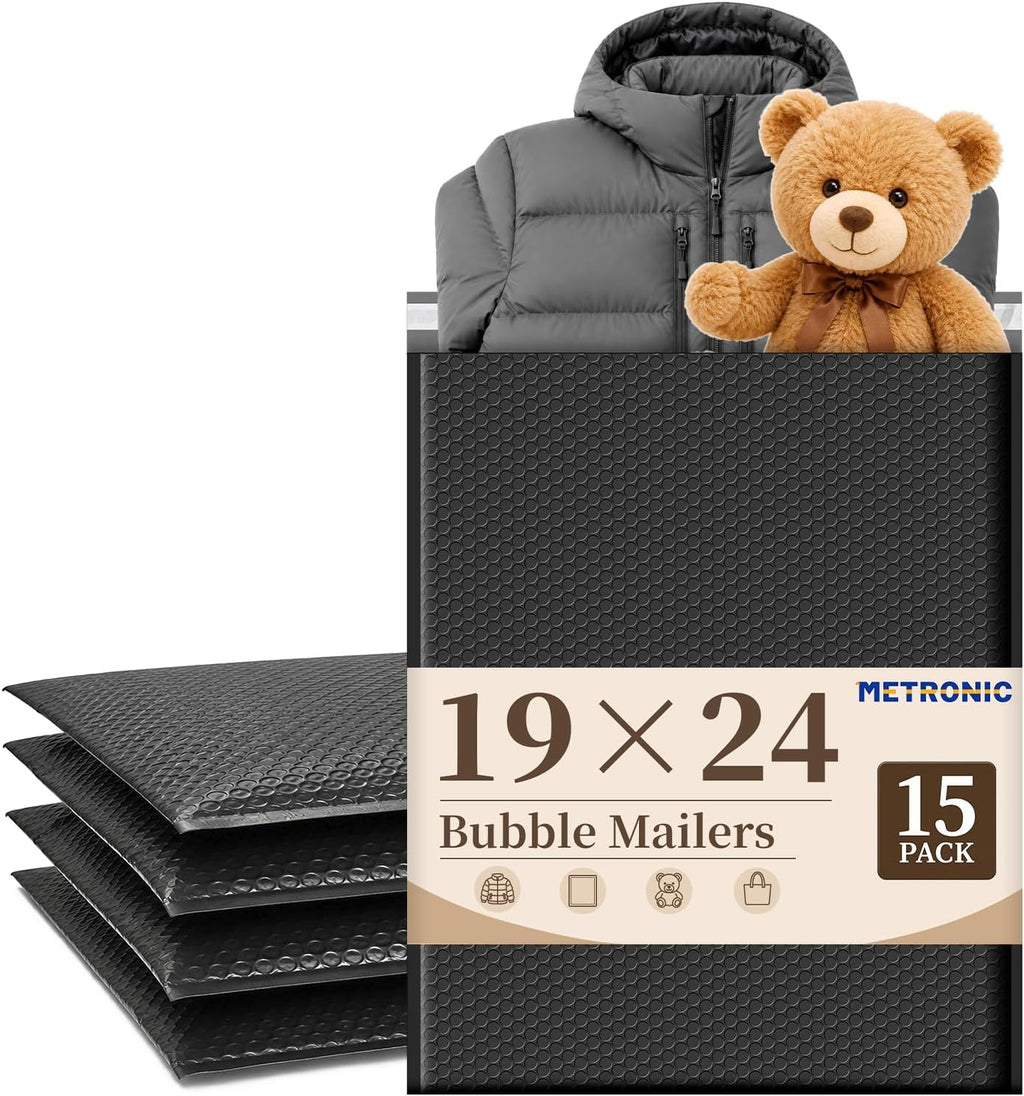 Large Bubble Mailers 19x24 Inch 15 Pack Black Padded Envelopes
