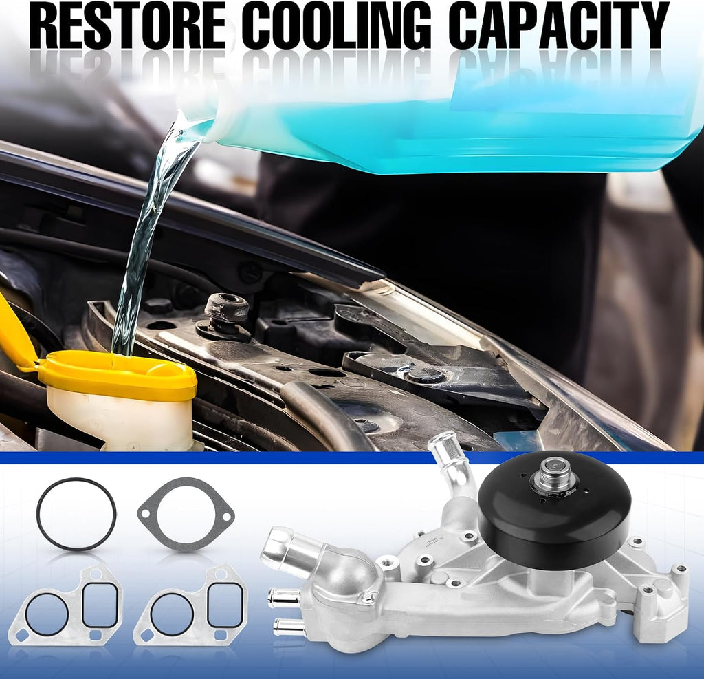 Professional AW5104 Water Pump Kit with Thermostat Gasket Fits For Chevy Silverado Tahoe Suburban Trailblazer Express, GMC Sierra Yukon, Buick, Cadillac, Hummer, Isuzu, 4.8L/5.3L/6.0L V8 Engine