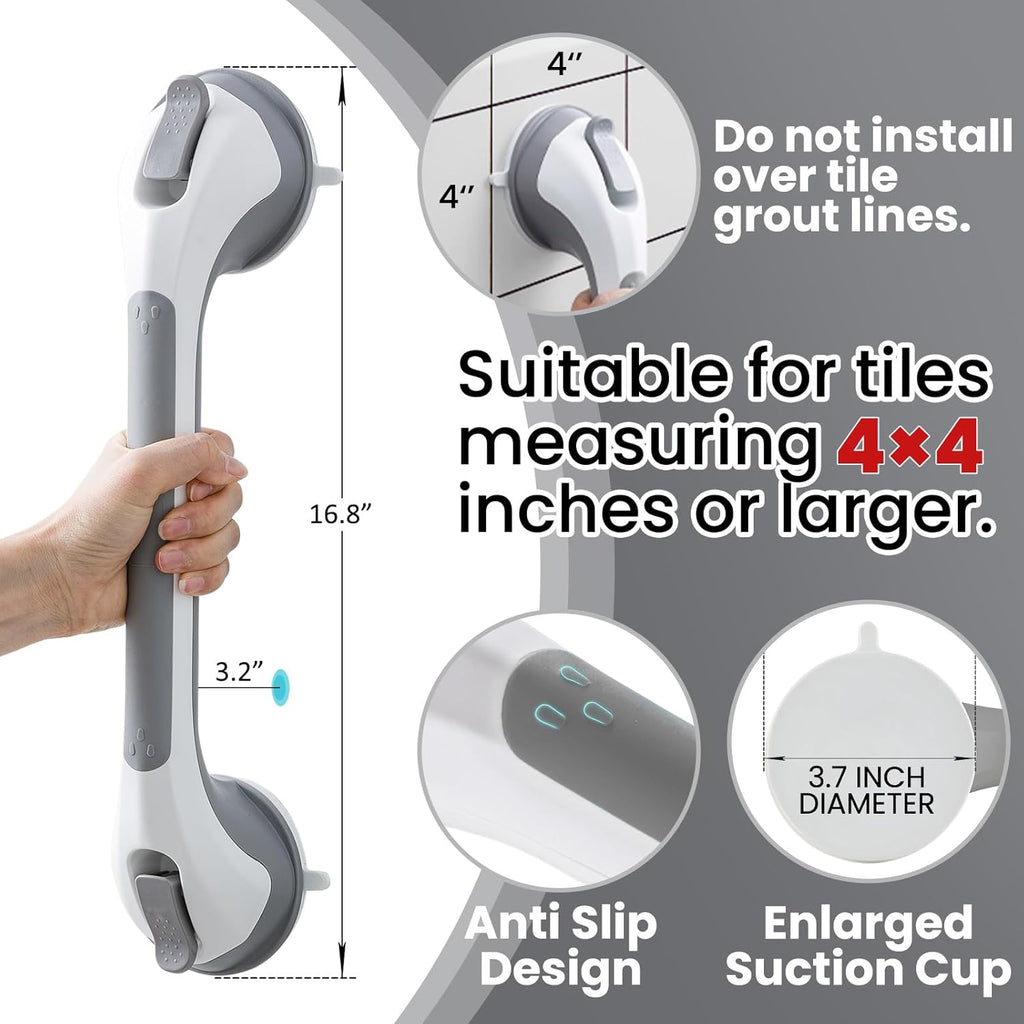 Grab Bars for Bathtubs and Showers 2 Pack Suction Grab Bar, Heavy Duty Shower Handle Removable Bath Handrails for
