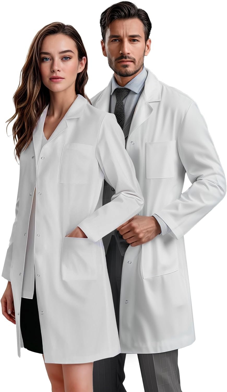 Lab Coat for Men and Women, 40 Inch Relaxed Fit, 3 Pockets, Doctor Medical Coat Nurse Technician Vet Student