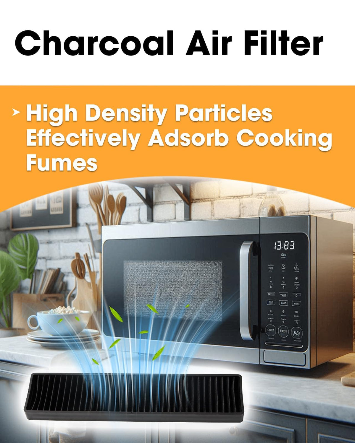 3 Pcs Microwave Oven Grease & Charcoal Filter Set Compatible with GE