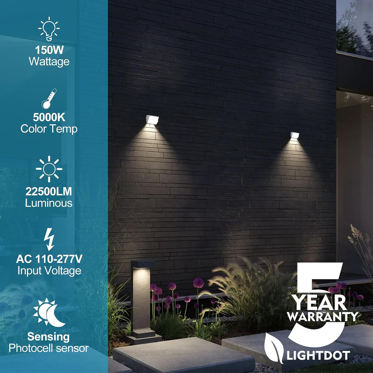 Lightdot 6 Pack 150W LED Wall Pack Lights, Outside LED Exterior Light