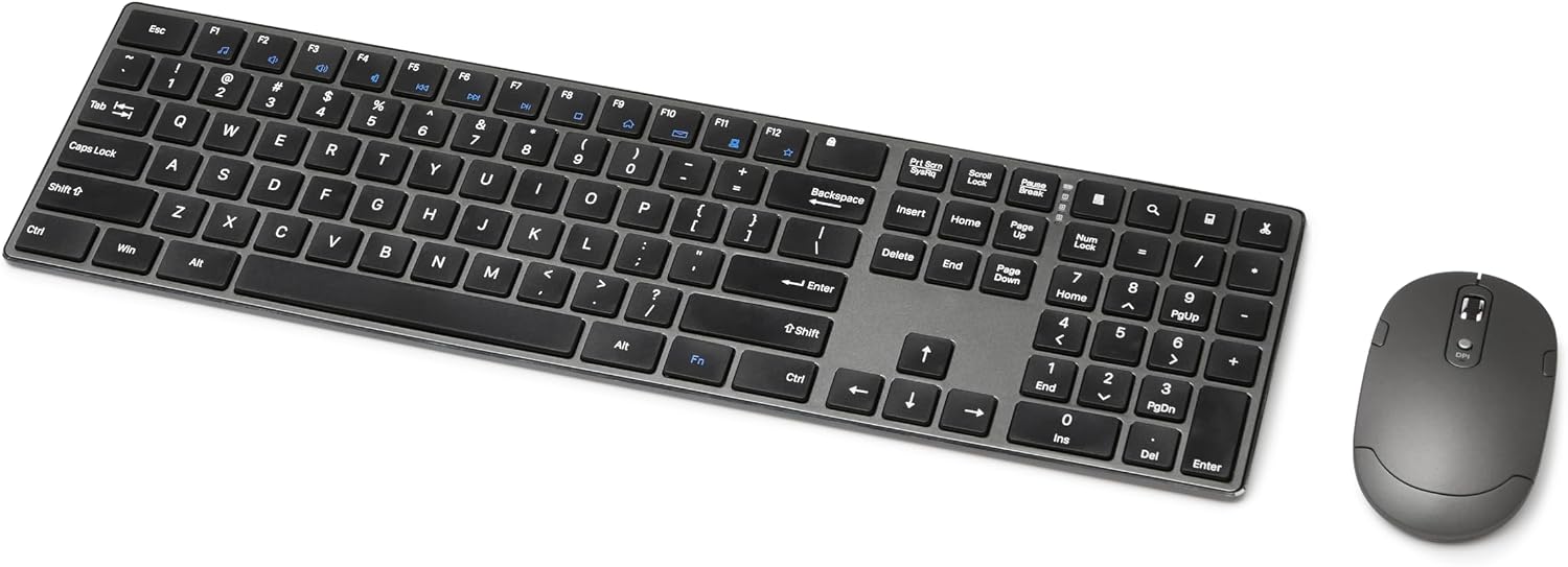 Ultra Premium Wireless Keyboard and Mouse Combo, Rechargeable, Full-Size with Number Pad, Sleek Design, Plug and