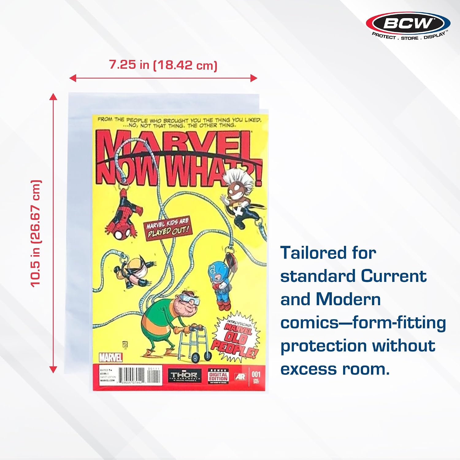 Current and Modern Comic Mylar Bags, 2 Mil, 7 x 10.5 Inches, 50 Count | Semi-rigid 2 mil archival polyester bags fit