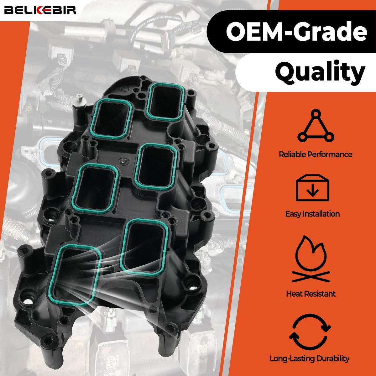 Lower Intake Manifold with Gasket Compatible with 2011-2021 Dodge Charger Challenger Durango Jeep Wrangler Grand Cherokee RAM 1500 ProMaster Chrysler 200 300 Town & Country 3.6L V6 Replace 05184199AF