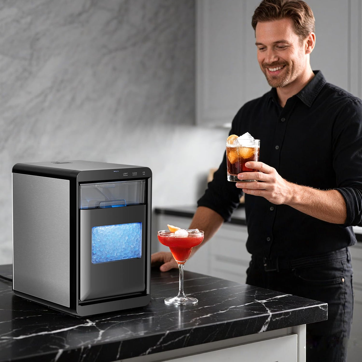 Nugget Ice Maker Countertop 44Lb/Day LED Display Machine