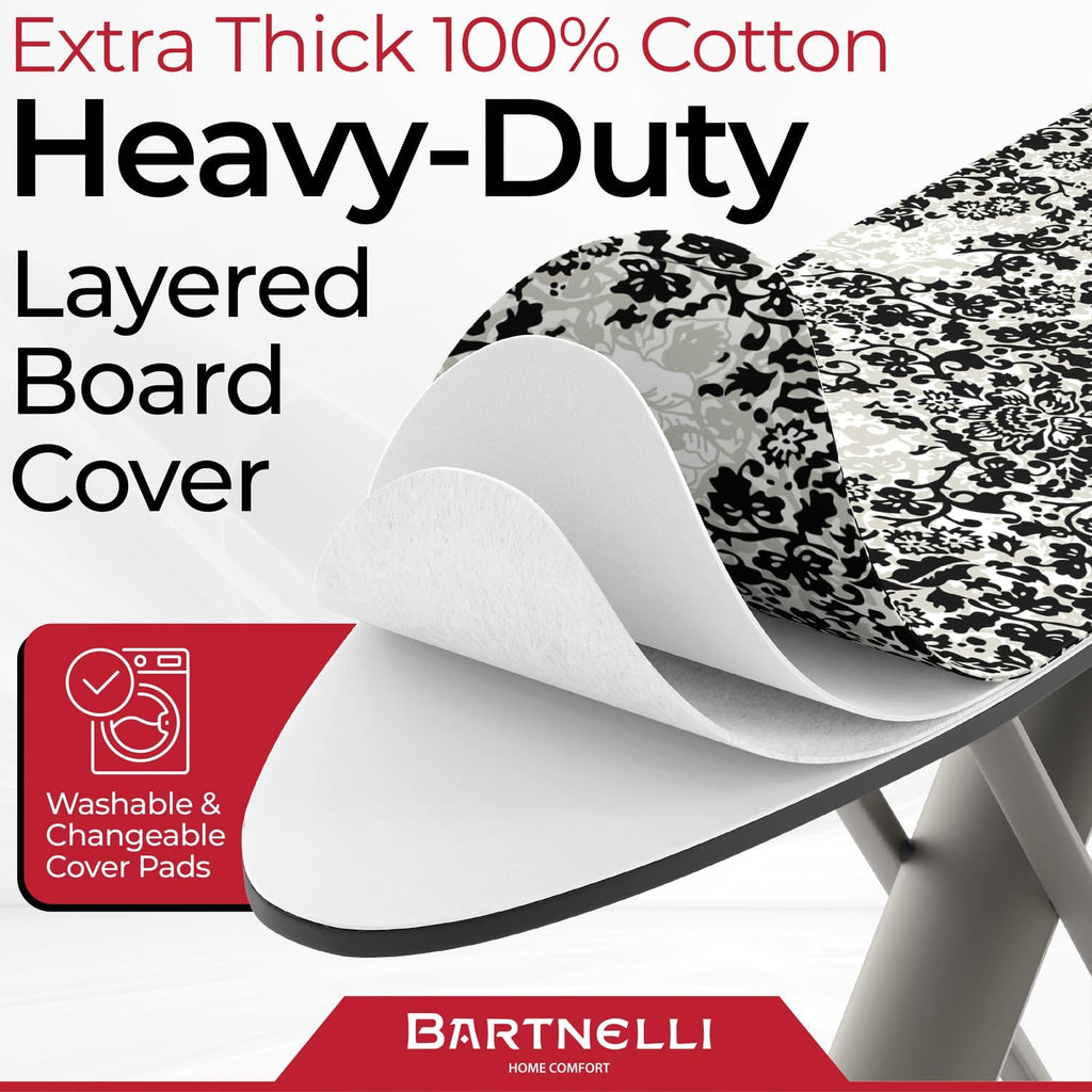 Pro Luxury Ironing Board - Extra Wide 51x19 Ironing Surface, Ultra-Premium Aluminum Build, Includes Steam Iron Rest