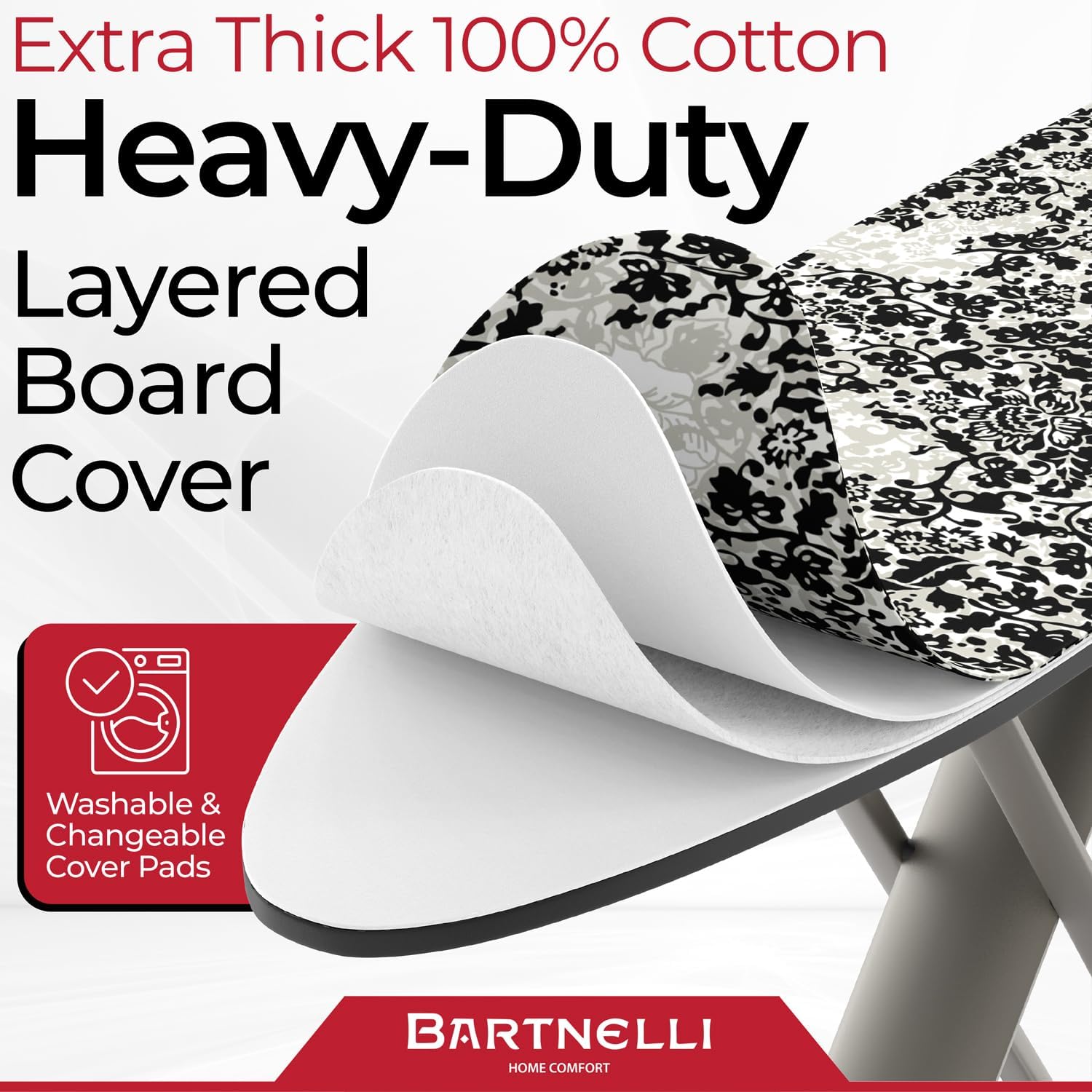 Pro Luxury Ironing Board - Extra Wide 51x19 Ironing Surface, Ultra-Premium Aluminum Build, Includes Steam Iron Rest