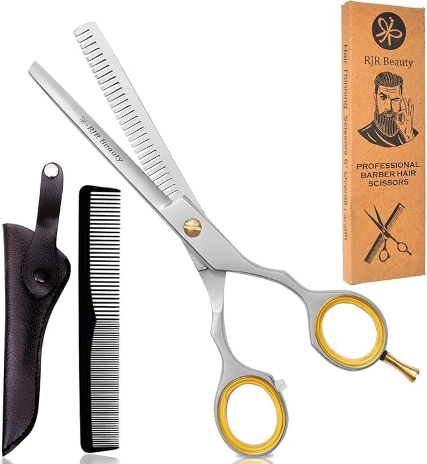 RJR Hair Thinning Scissors Set – Professional Thinning Shears with Comb & Safety Pouch, Japanese Stainless Steel