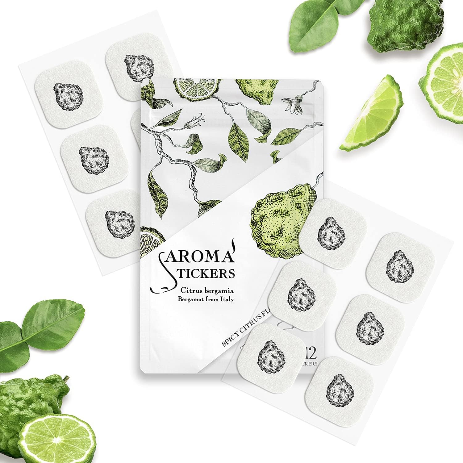 Bergamot Essential Oil Scented Stickers for Aromatherapy, 100% Natural Pure Essential Oil Scented Patch, Personal