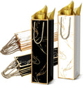 20 Pack Wine Gift Bags with Handles & Tissue Paper black white