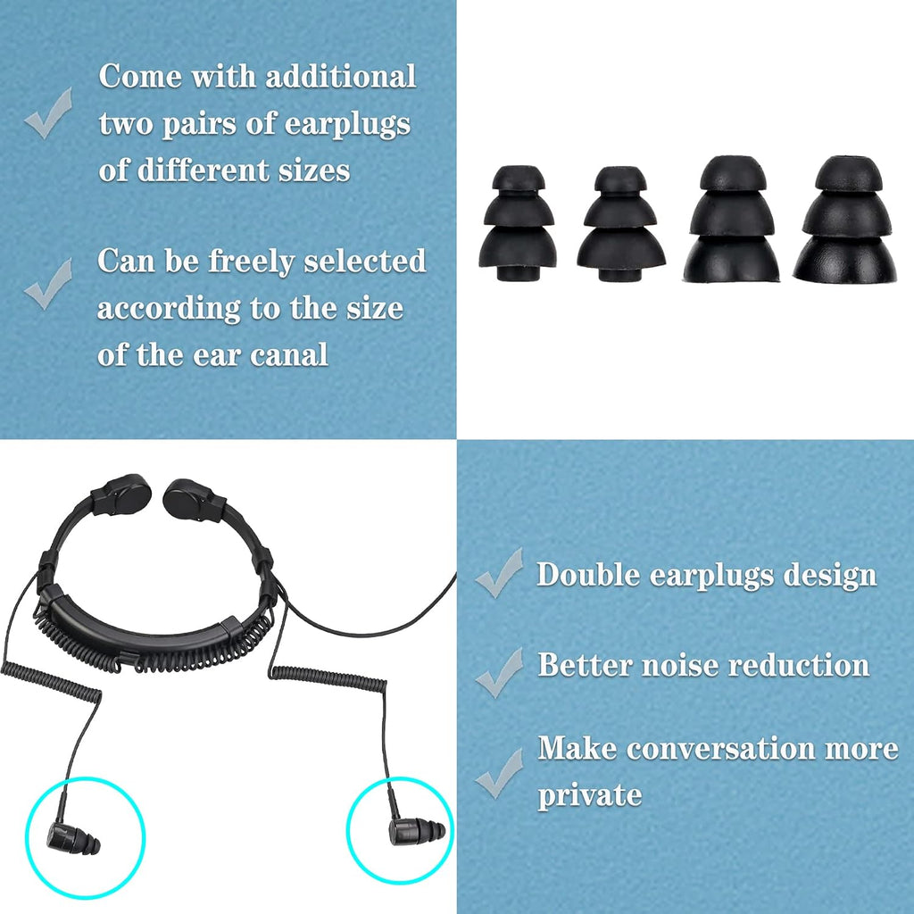 ETK007 Adjustable Throat Mic Two Way Radio Headset, Finger PTT | for Cycling, for RT22/RT21/H777/RT68, Compatible