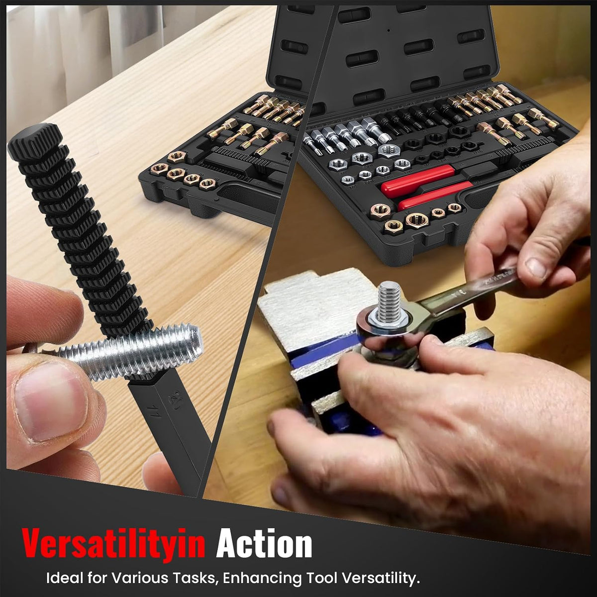 48PCS Thread Chaser Set, Metric and SAE, 22 Taps 24 Dies 2 Thread Files