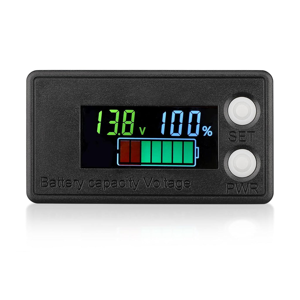 Waterproof Battery Monitor 12V 24V 36V 48V 72V Battery Meter 8-100V, Capacity Tester LCD Display Color Screen