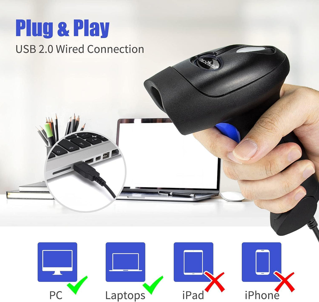 USB 1D Barcode Scanner, Handheld Wired CCD Barcode Reader | Supports Screen Scan UPC Bar Code Reader for Warehouse