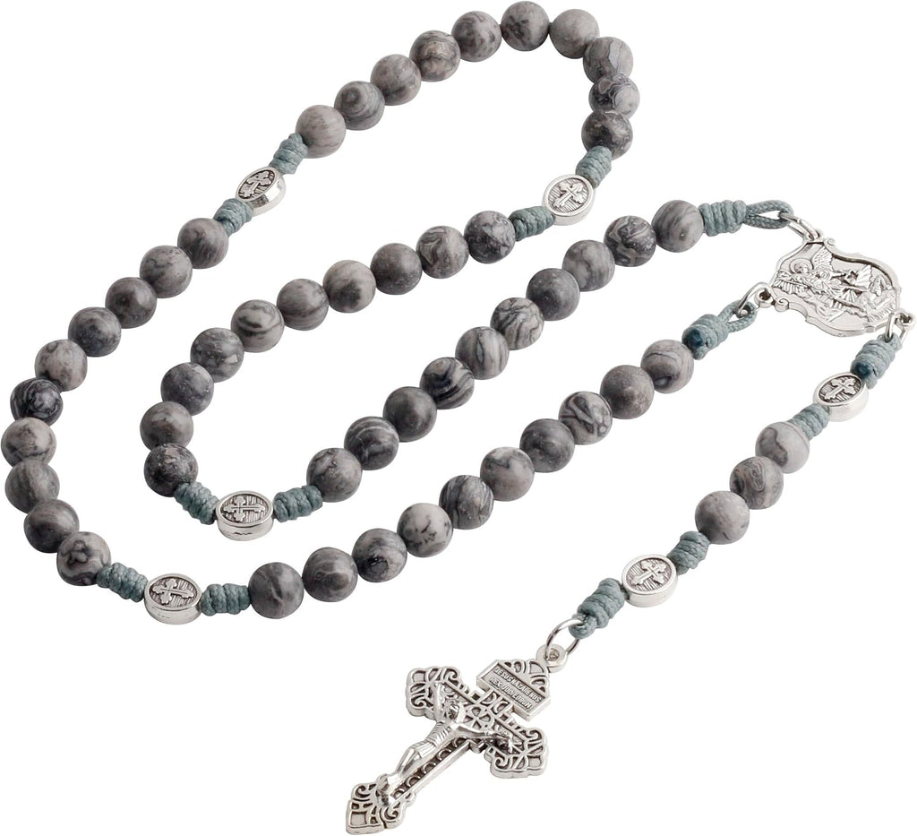 Natural Stone Beads Catholic Paracord Rosary with Gift Bag for Men