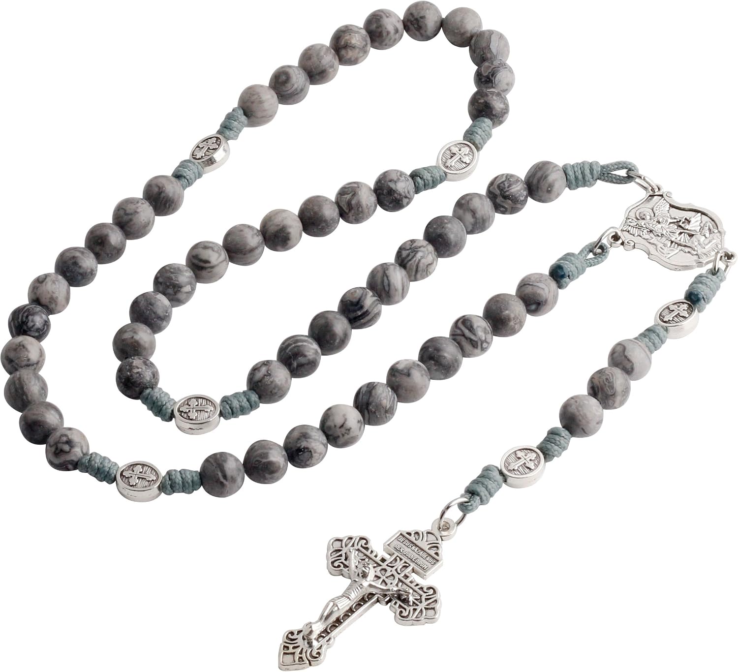 Natural Stone Beads Catholic Paracord Rosary with Gift Bag for Men