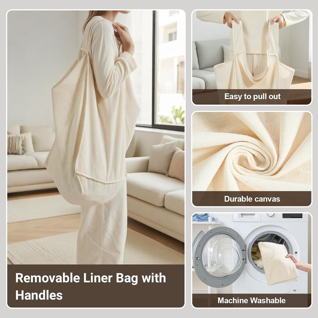 Laundry Hamper 3 Section, 120L Rolling Laundry Sorter with Wheels | Removable Washable Liner Bags, Sturdy Steel Frame