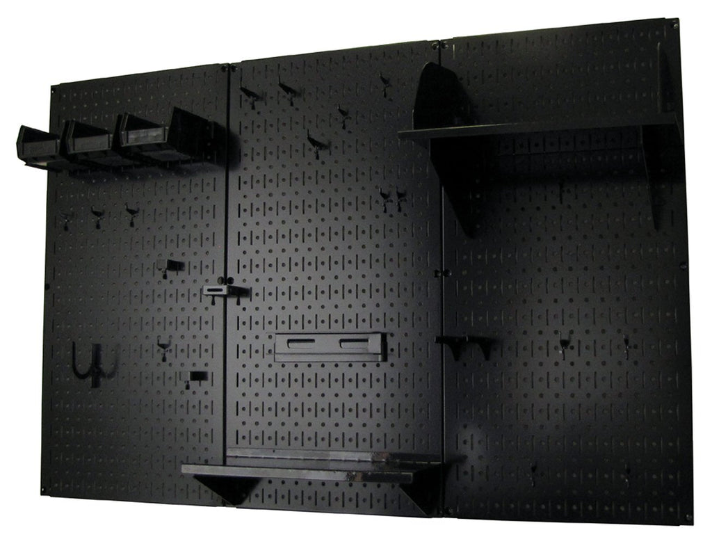 Pegboard Organizer 4 ft. Metal Pegboard Standard Tool Storage Kit with Black Toolboard and Black Accessories