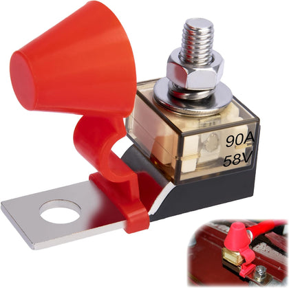 MRBF Terminal Fuse Block, 90A 58V DC Battery Terminal Fuse | 5/16" (M8) Single Stud Marine Battery Fuses with IP66