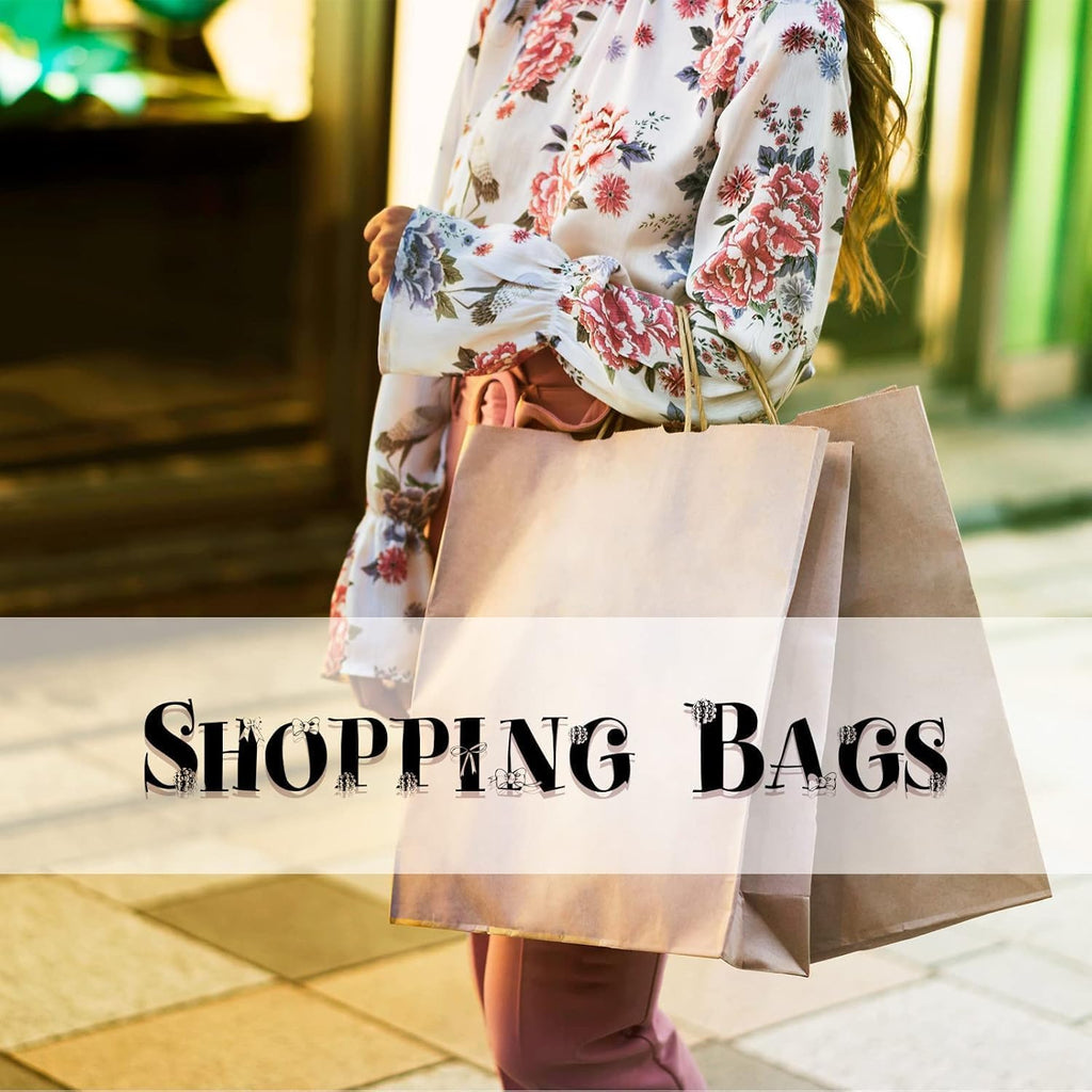 Brown Paper Bags with Handles Bulk, 13x7x14 Inch, 50 Pack