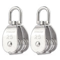 2PCS M25 Double Sheave Pulley Block 304 Stainless Steel Lifting Crane Swivel Hook