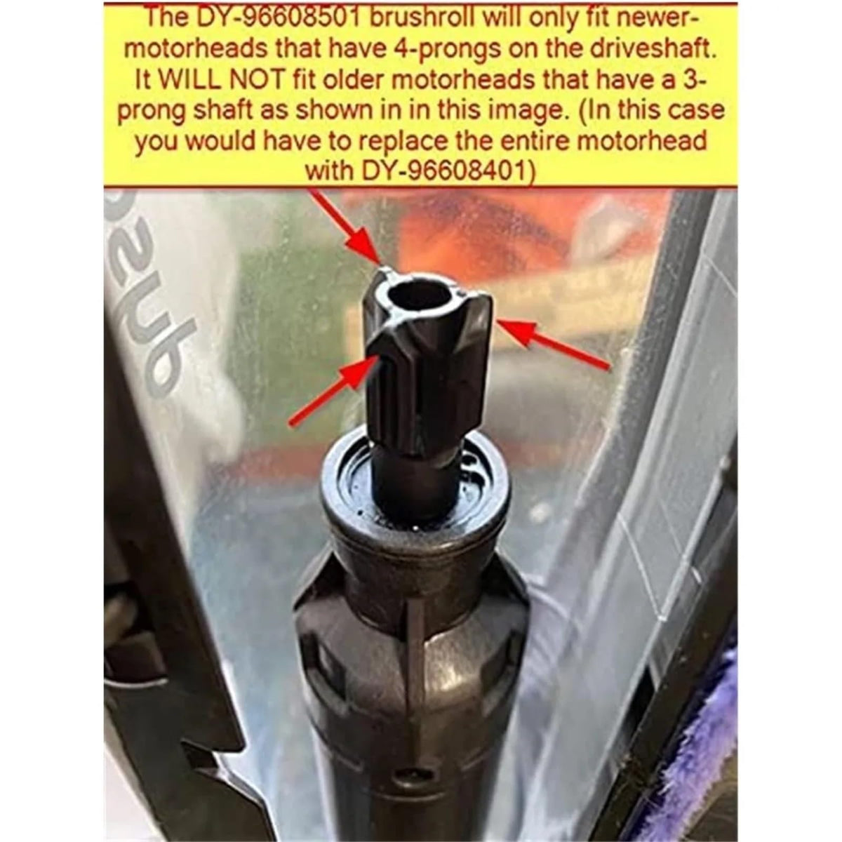 Roller Brush,Compatible For Dyson V6 V7,Old Version Vacuum Replacement Bar Assembly Part 966084-01 4 Prong No Screw