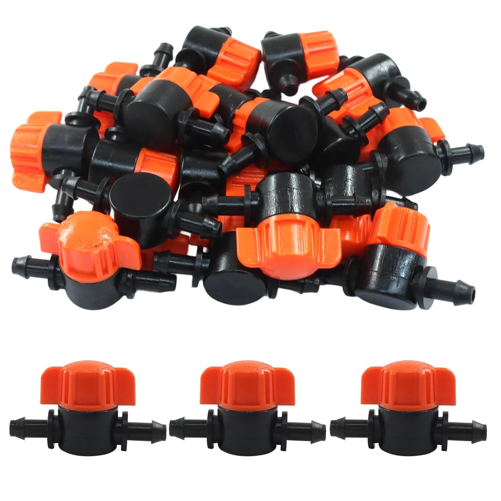 1/4 Inch Drip Irrigation Shut Off Valves, 30 Pack