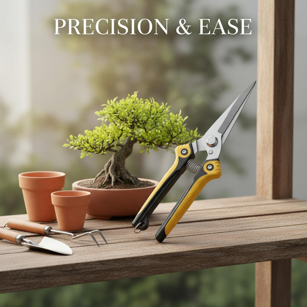 Stainless Steel Straight Tip Pruning Shears for Bonsai & Garden Trimming - Ergonomic Hand Tool (1 Pack)