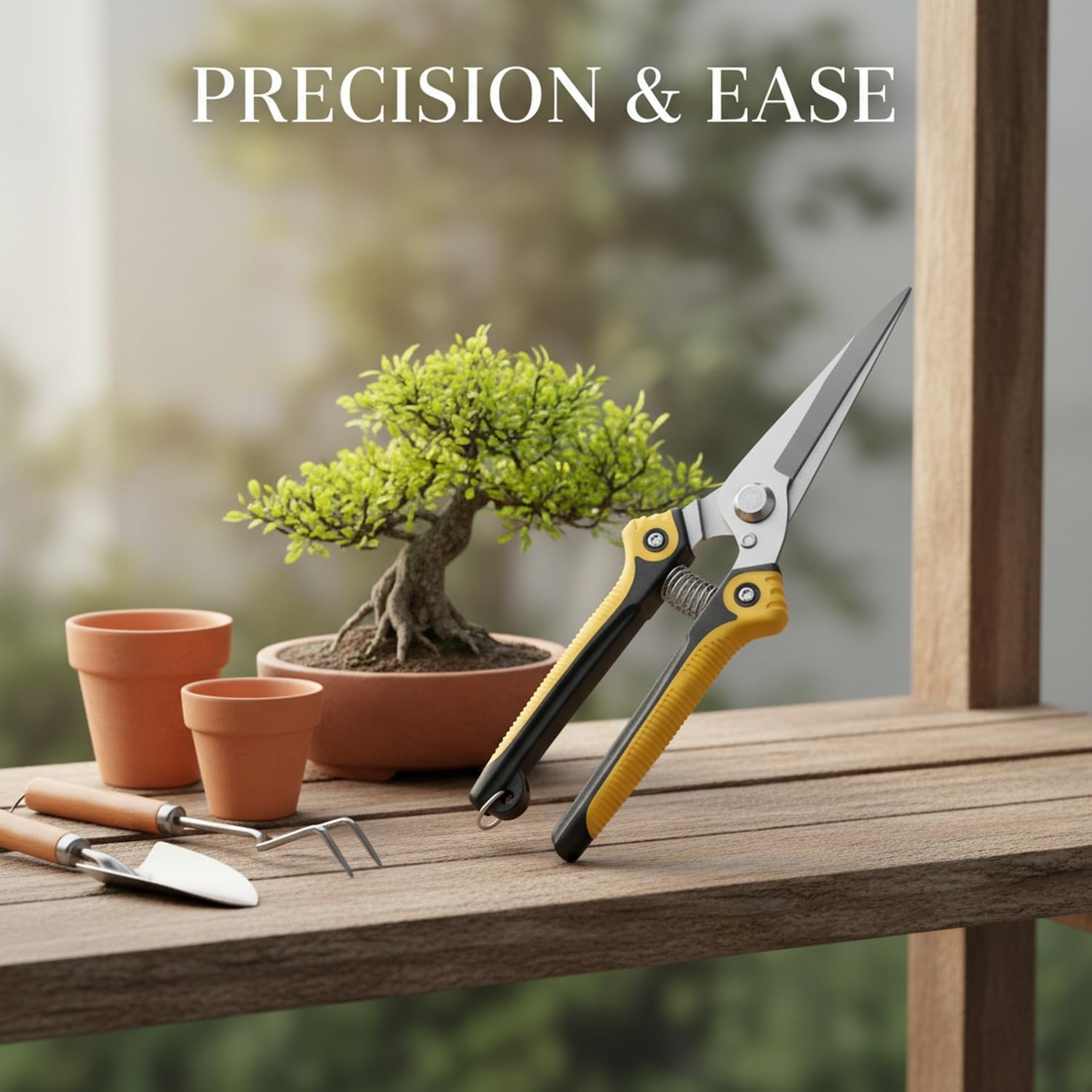 Stainless Steel Straight Tip Pruning Shears for Bonsai & Garden Trimming - Ergonomic Hand Tool (1 Pack)