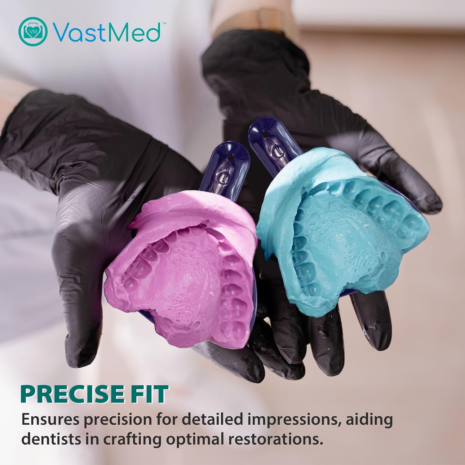 Dental Impression Tray Bag of 12 by Vastmed | Perforated Disposable Teeth Impression Trays | #1 Large Upper - Purple