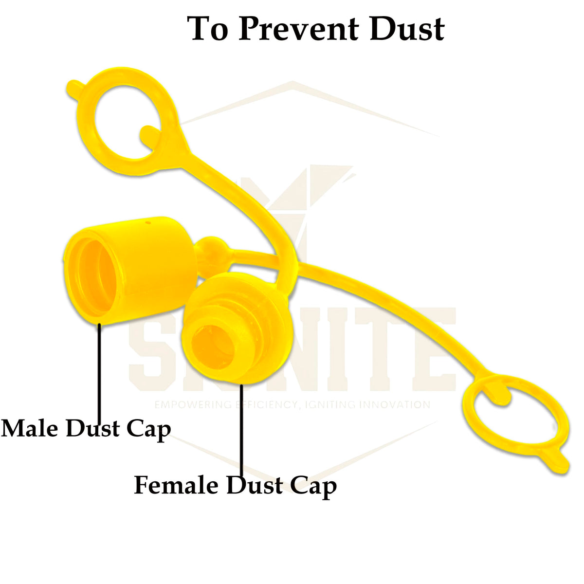 Signite 1/2" ISO A Hydraulic Dust Cap & Plug, 2-Pk, Yellow, Retention Ring