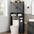 Wooden Over The Toilet Storage Cabinet with Barn Door | Freestanding Bathroom Storage, Toilet Paper Holder