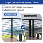 2Pack 36" Black Cable Railing Corner Post, 3-Side Drilled Corner Post