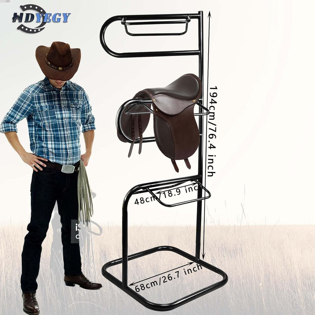 3 Tier Saddle Rack,Heavy Duty Rotatable Saddle Stand for English and Western Saddles,Horse Tack Storage for Horse