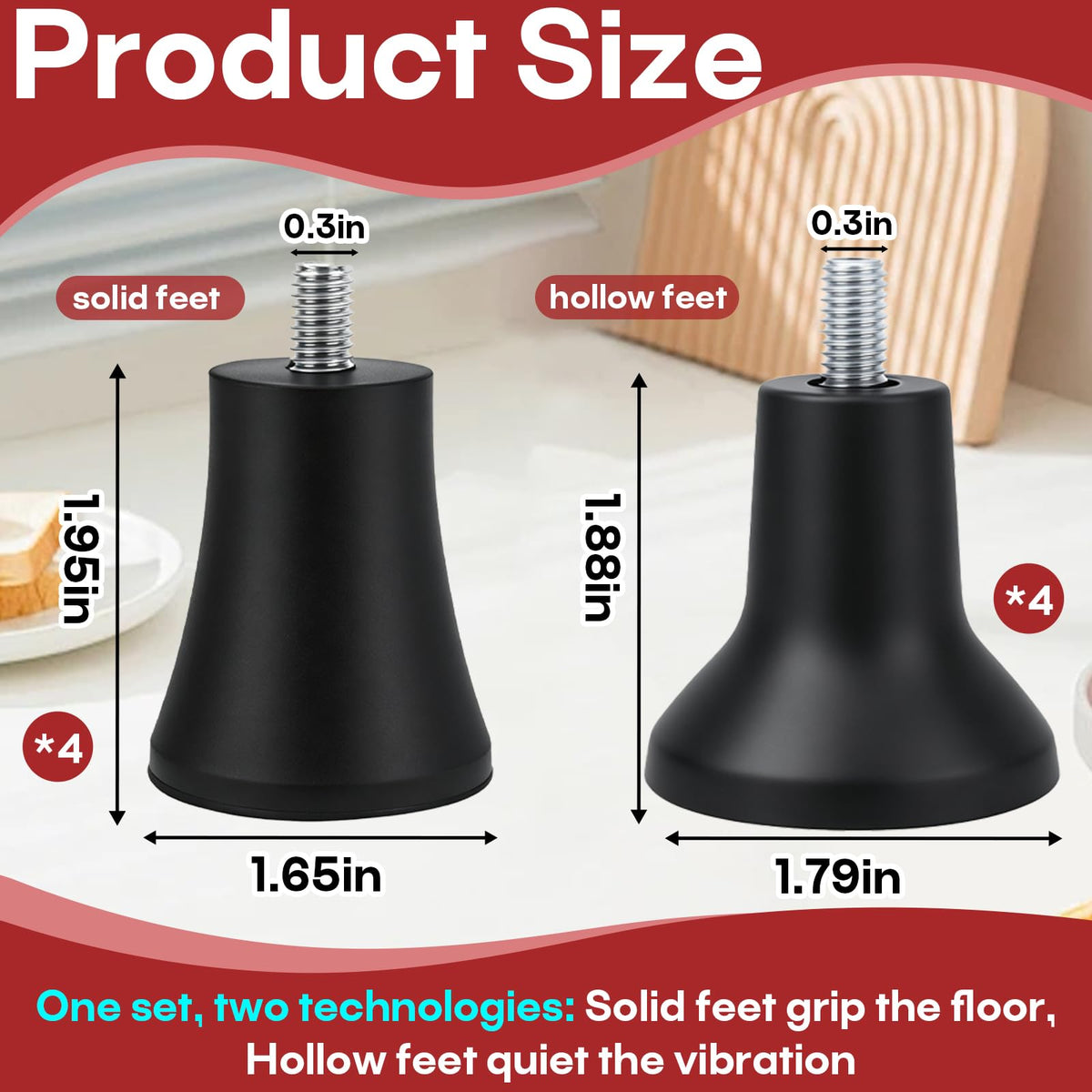 8 Pcs 01-400827-00093 Slicer Feet, 0.3" Thread, Compatible with Berkel