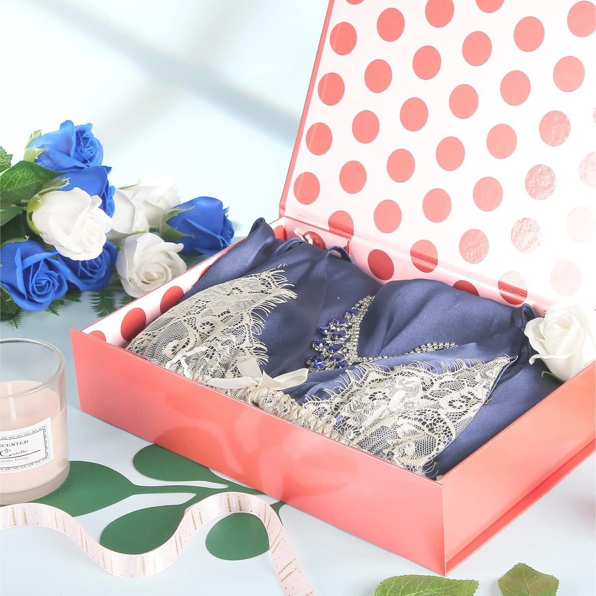 Gift Box 11x7.8x2.3 Inches, Rose Gold Magnetic Shirt Gift Boxes