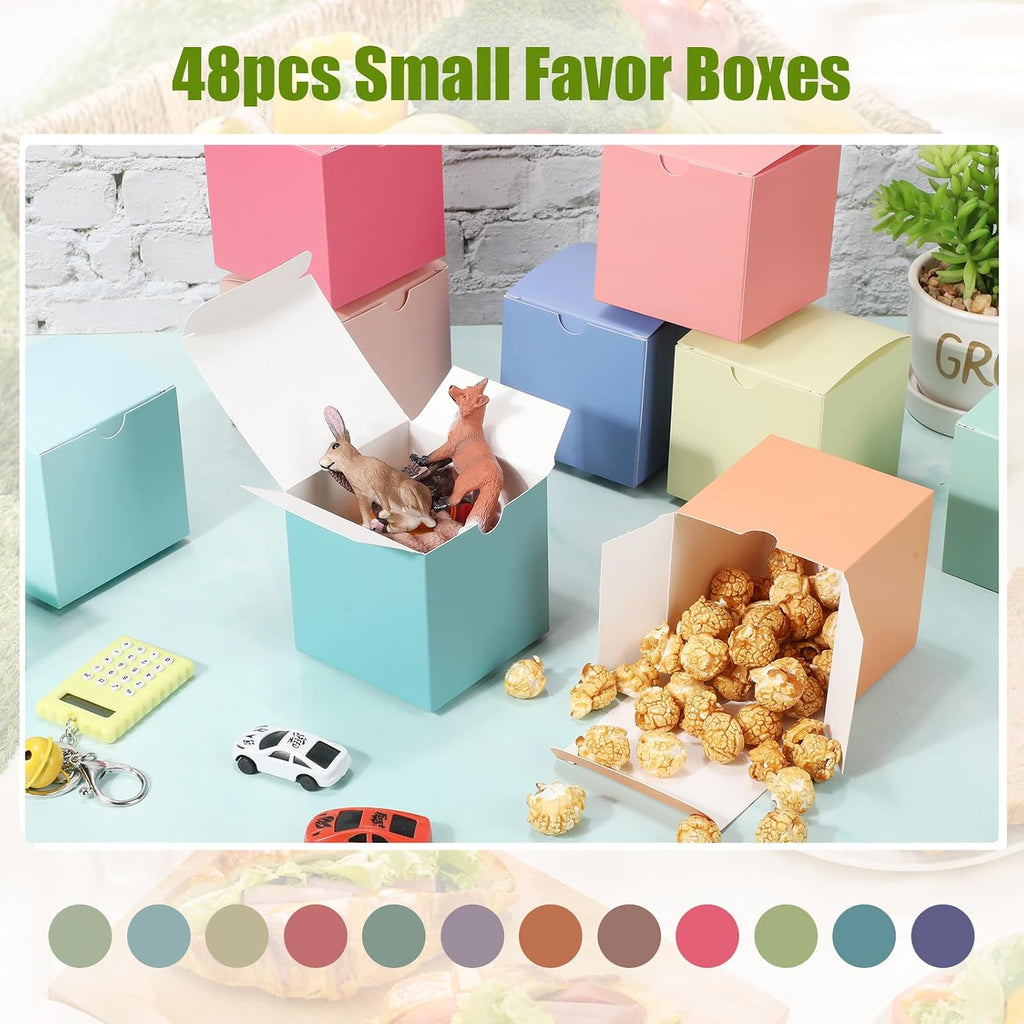 48 Pack Christmas Pastel Gift Boxes 12 Colors Small Xmas Cardboard
