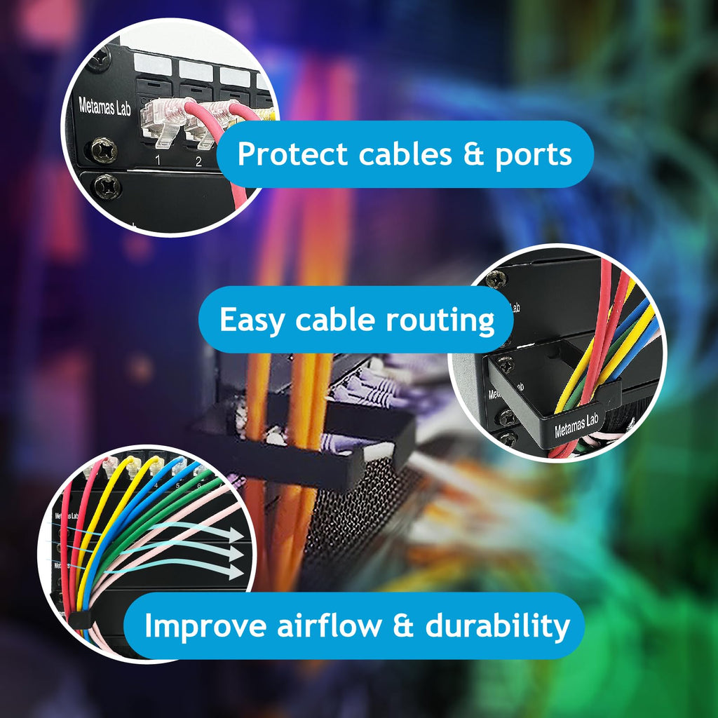 10 Pack Metallic 1U D Ring Cable Manager Ring Network Rack Cable Management Ring Cable Management Hook for Network