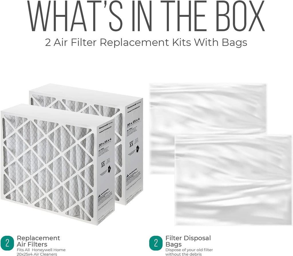 20x25x4 Furnace Filters, FC100A1037 Filter Replacement, Merv 11 Filter Media with Homequip Disposal Bag (2 Pack)