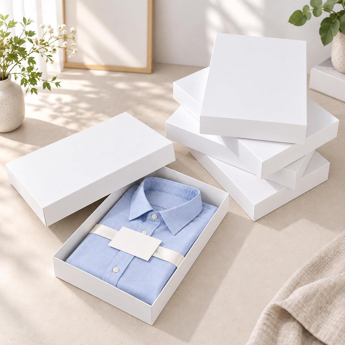 12 Pack Gift Boxes with Lids,14x9.5x2IN Shirt Boxes